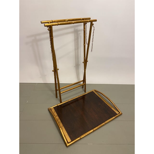 Faux Bamboo Side Table with Tray, Italy, 1970s, Set of 2 For Sale - Image 10 of 11