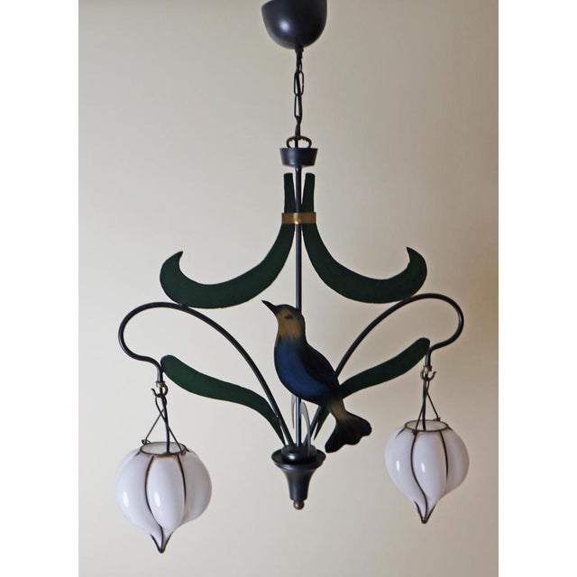 Nightingale Chandelier with Murano Glass Lanterns, 1980s For Sale - Image 3 of 13