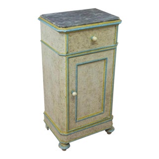 Early 20th Century Italian Painted Marble Top Bedside Cabinet For Sale