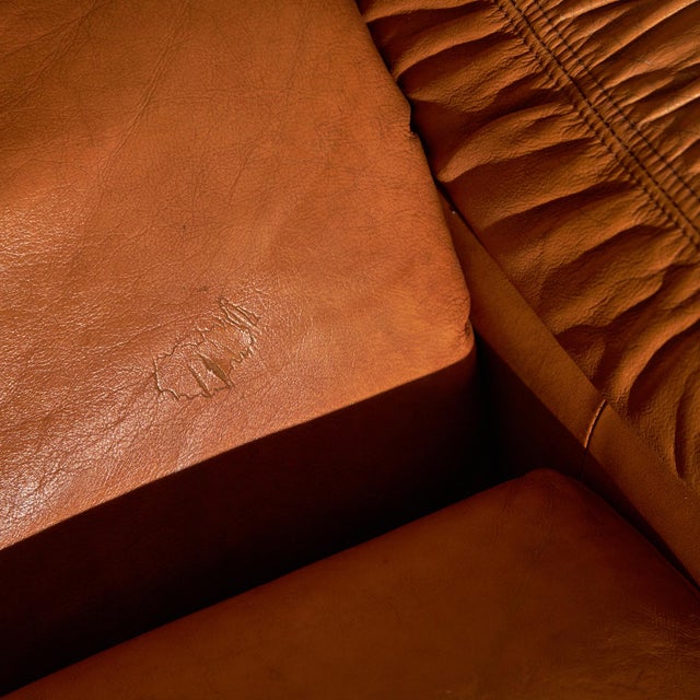 Brown Leather Sofa and Lounge Chairs, 1970s, Set of 3 For Sale - Image 15 of 18