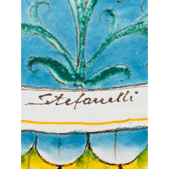 Sky Blue Signed, Doves and Artichokes Deruta Made in Italy Majolica Wall Hanging For Sale - Image 8 of 10
