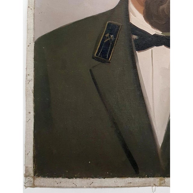 1970s Antique Oil Portrait Painting, Ukrainian Artist Soroka, Male Figure 80-60 For Sale - Image 5 of 6