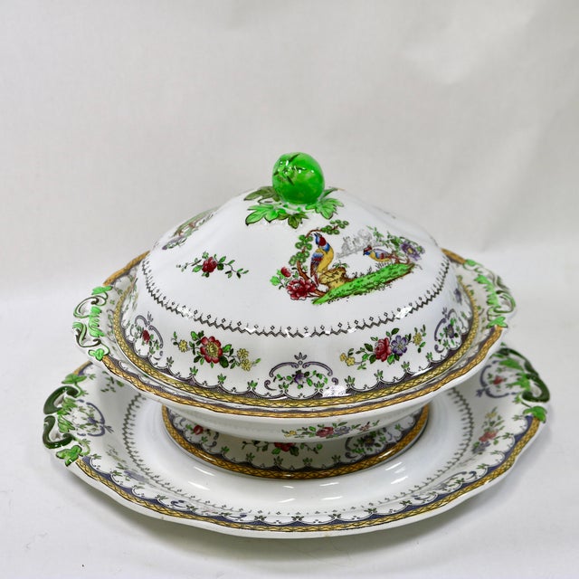 Early 20th Century Antique Copeland Spode "Chelsea Bird" Tureen & Platter - Harrods Exclusive For Sale - Image 5 of 18