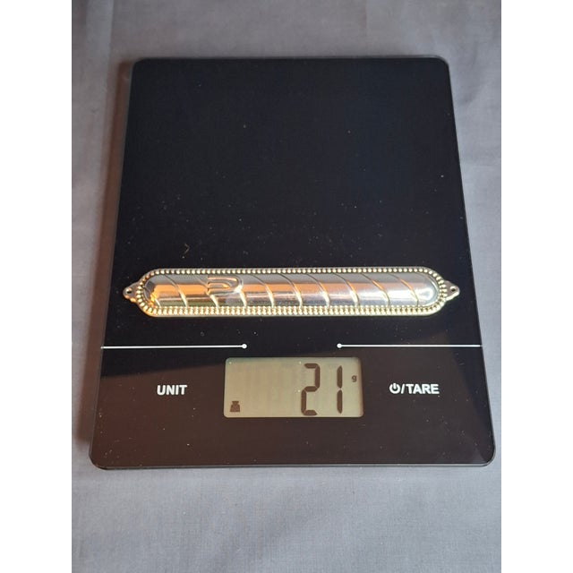 Vintage Masorett Israel Sterling Silver 925 Mezuzah Case Diagonal Ribbed Beaded For Sale - Image 11 of 11