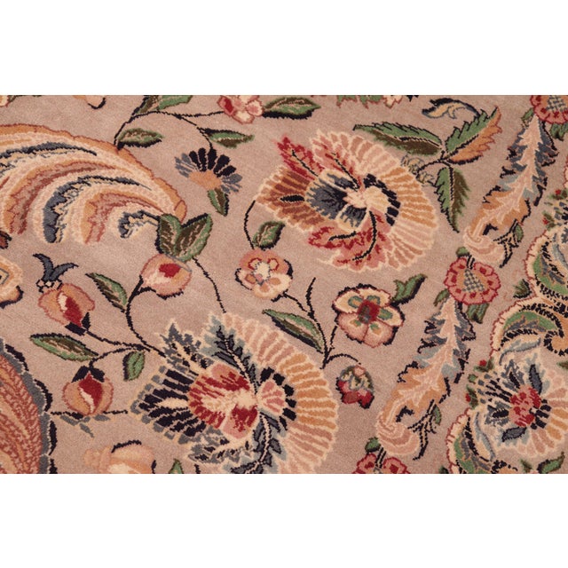 1990s One of a Kind Floral Pak-Persian Gray/Tan Wool Rug - 8'1'' X 10'4'' For Sale - Image 5 of 9