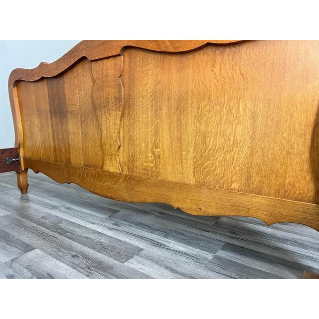 Vintage French Louis XVI Double Bed Frame in Oak For Sale - Image 12 of 13