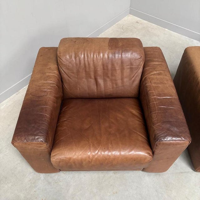 Vintage Brown Leather Lounge Chairs, 1970s, Set of 2 For Sale - Image 11 of 18