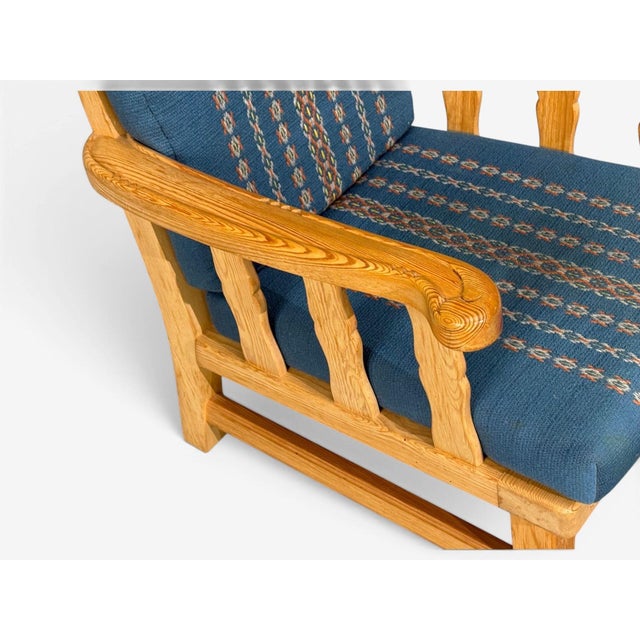 Wood Krogenes Møbler, Lounge Chairs, Pine, Blue Fabric, Norway, 1970s For Sale - Image 7 of 13