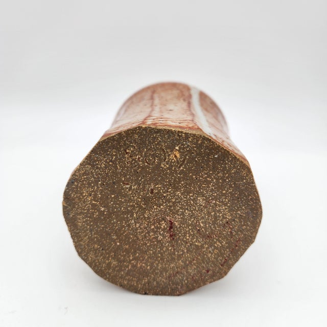 Ceramic Mid 20th Century Studio Pottery Chevron Pattern Pot For Sale - Image 7 of 14