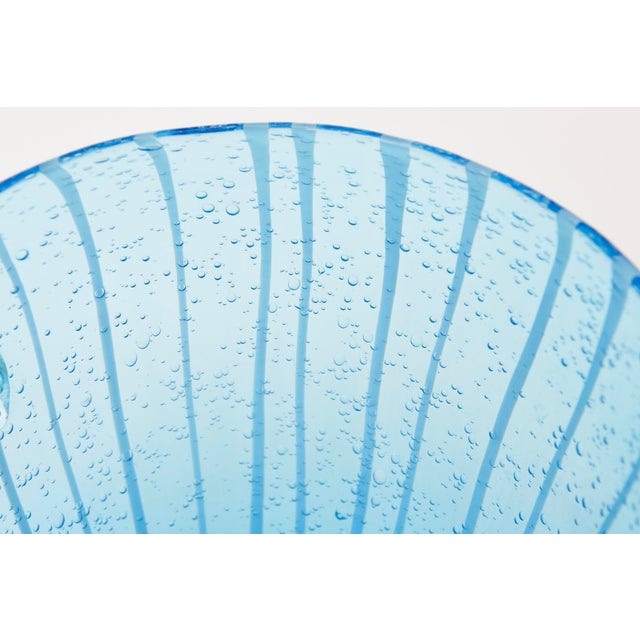 Turquoise Vintage Murano Venini Ice Bucket in Turquoise With White Lines 1980's For Sale - Image 8 of 10