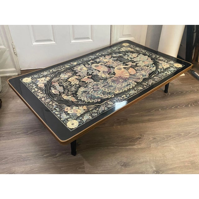 1970s 1970s Vintage Chinoiserie Peacock Low Folding Tea Coffee Table For Sale - Image 5 of 11