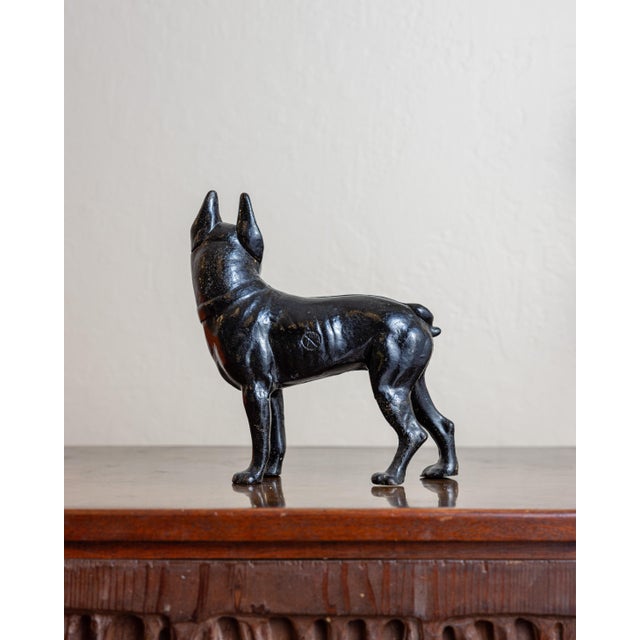 1930s Antique Cast Iron Boston Terrier Dog Sculpture Doorstop, Circa 1920s–1930s For Sale - Image 5 of 8