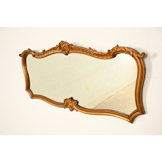 Rococo Antique Italian Rococo Louis XV Carved Giltwood Framed Wall Mirror, Circa 1900 For Sale - Image 3 of 9