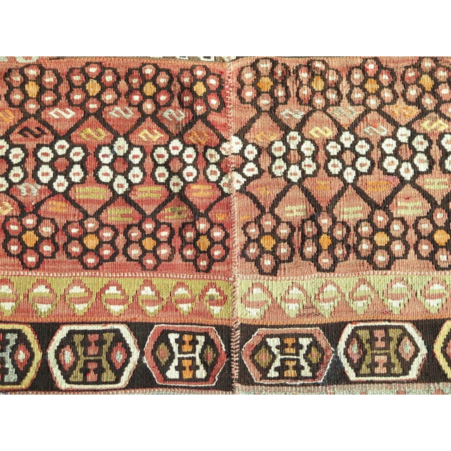 Ruby Red Mid Century Classical Vintage Turkish Boho Rug Kilim For Sale - Image 8 of 11