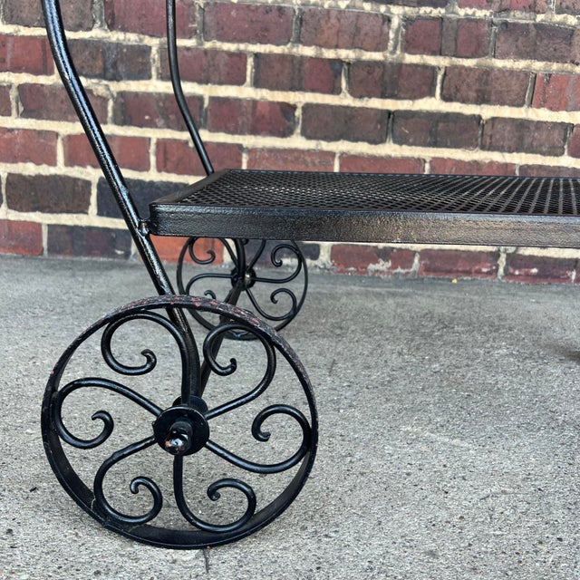 Mid Century Modern Wrought Iron Outdoor Bar Cart on Wheels. Salterini