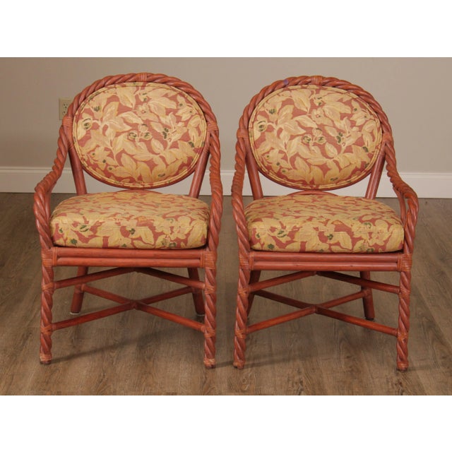 Traditional McGuire of San Francisco Painted Twisted Rattan Armchairs (B) - a Pair For Sale - Image 3 of 13