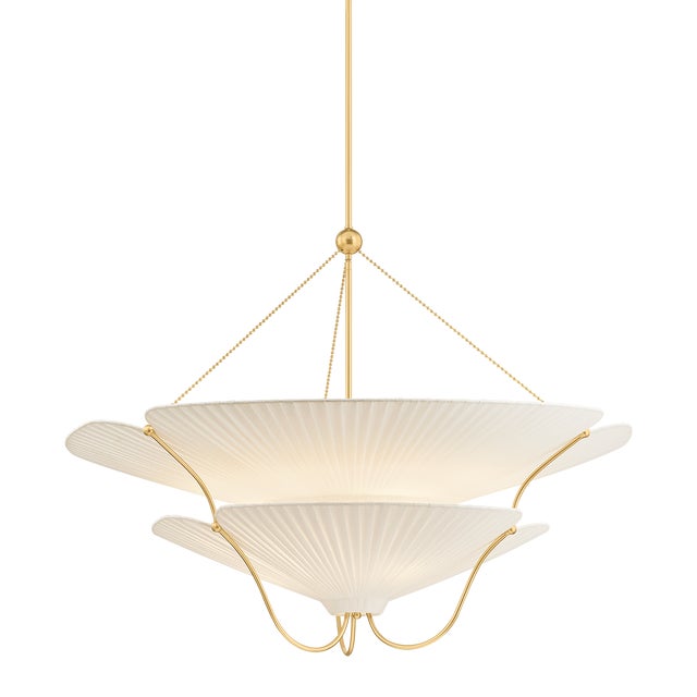 Brass Hudson Valley Lighting Gerhard 40 in. 9 Light Chandelier in Aged Brass Finish For Sale - Image 8 of 8