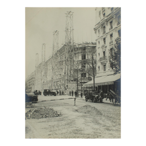 Press Photo, Boulevard Haussmann Construction in Paris, Silver Gelatin Black and White Photography, 1926