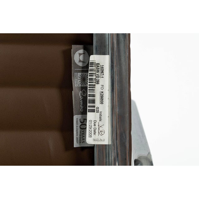 Eames Herman Miller Aluminum Group Thin Pad Brown Leather Office Chair, 2008 For Sale - Image 17 of 18