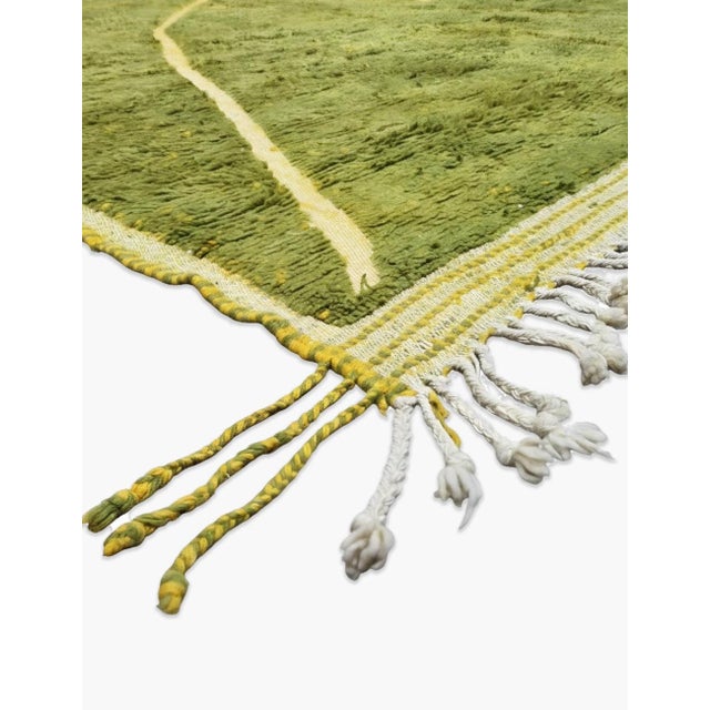 Mid-Century Modern Green Beni Ourain Rug - 13.6 X 10.5 Ft For Sale - Image 3 of 6