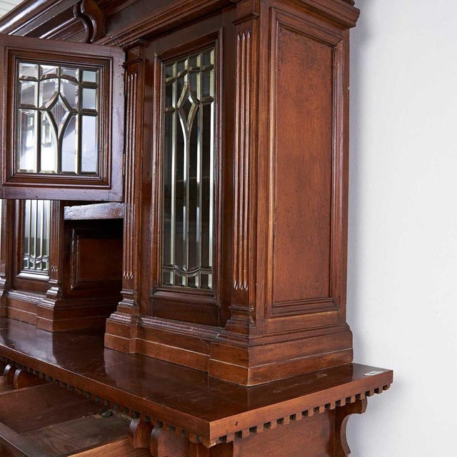 Vintage Wooden Cabinet with Ground Glass For Sale - Image 9 of 16