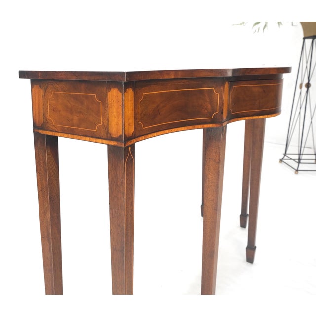 Federal Flame Mahogany Banded Serpentine Front 6 Legged Console Table For Sale - Image 12 of 12