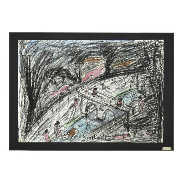 Nazareno Gattamenata - Rome the Tiber - Oil Pastels - 1980s For Sale