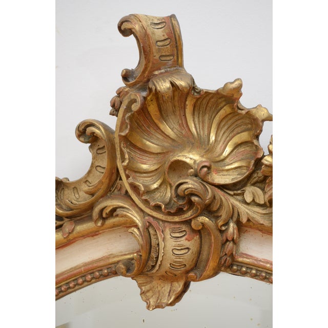 Cream Napoleon III Chateau Wall Mirror in Gold Leaf and Gesso, 1850 For Sale - Image 8 of 15