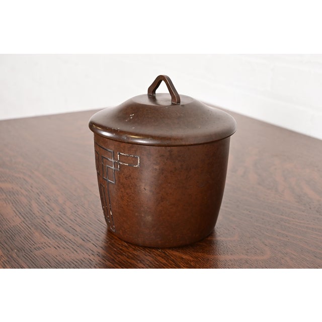 Art Deco Heintz Arts & Crafts Sterling Silver on Bronze Humidor For Sale - Image 3 of 11