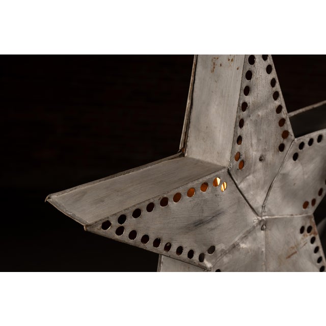 Vintage Punched Tin Figural Lighted Star Sign For Sale - Image 10 of 10