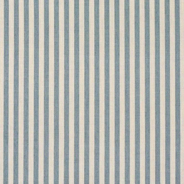 Contemporary Schumacher Hanson Indoor/Outdoor Stripe Narrow Fabric In Teal For Sale - Image 3 of 4