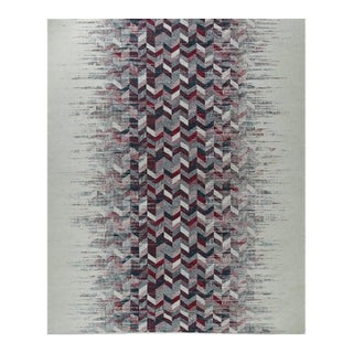 9x12 Multicolor Hand-Knotted Wool Faded Chevron Cascade Geometric Carpet Rug For Sale