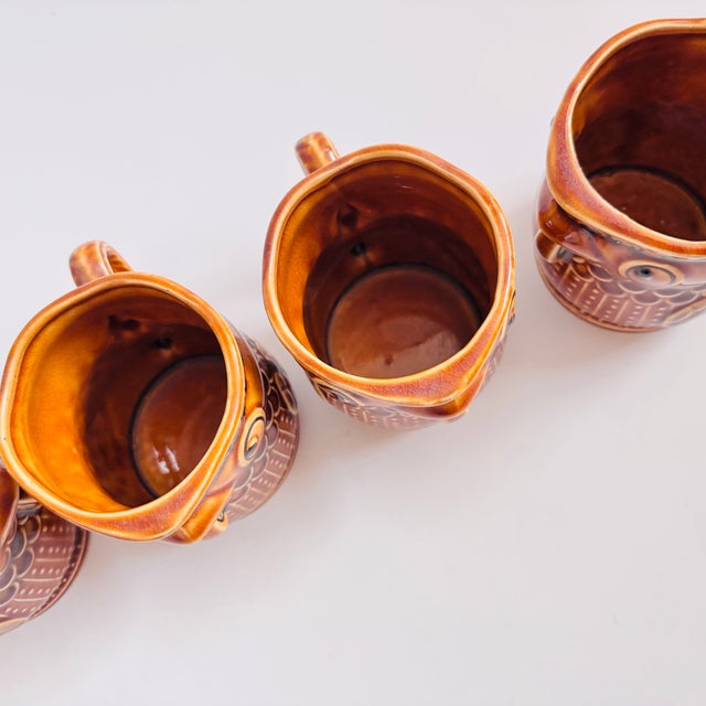 Ceramic Mid Century Pottery Chicken Mugs - Set of 4 For Sale - Image 7 of 8