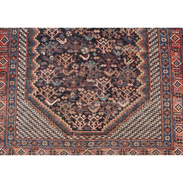 Antique Persian Afshar Rug With Bold Geometric Medallion 3'9" X 4'10" For Sale - Image 4 of 11