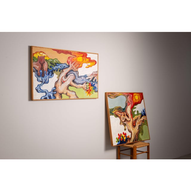 Abstract Figure Under the Sun, 1960s, Oil on Canvas For Sale - Image 6 of 17