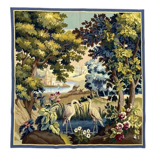 Vintage French Aubusson Tapestry Landscape with Bird, 1950s For Sale