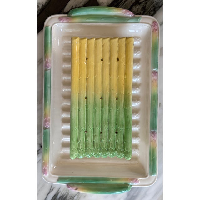 Made in Czechoslovakia Two Piece Majolica Style Asparagus Plates - Set of 2 Pieces For Sale - Image 12 of 12