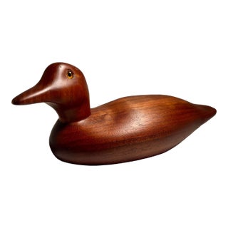 1986 Buck’s Ducks Wooden Duck Decoy No. 7 Hand Carved Signed Folk Art For Sale