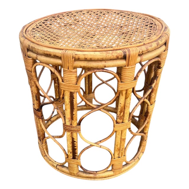 1960s Wicker/ Bamboo/ Cane / Side Table For Sale