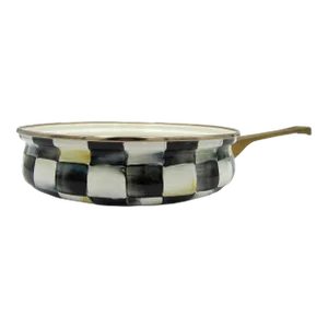 Late 20th Century Mackenzie Childs Courtley Check Enamel Enamelware Skillet Sauce Fry Pan