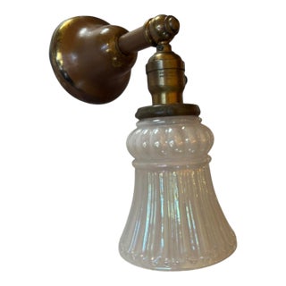Vintage Sheffield Style Brass and Opalescent Glass Wall Sconce For Sale
