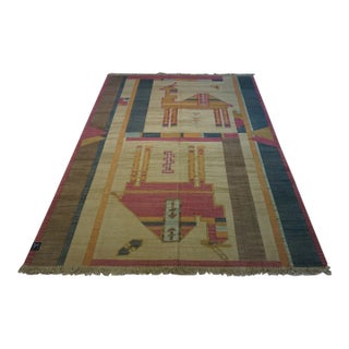 Handmade Vintage Indian Dhurrie Kilim Rug 6.3' X 8.3', 1970s For Sale
