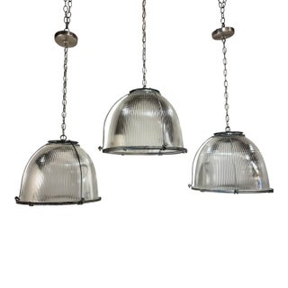 Set of 3 Vintage Halophane Fixtures For Sale