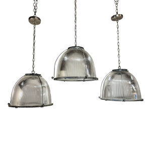 Set of 3 Vintage Halophane Fixtures