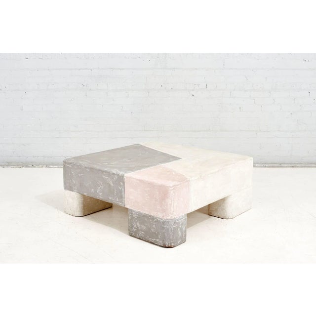 Plaster Coffee Table Postmodern Grey, Pink, White,1970 For Sale - Image 4 of 6
