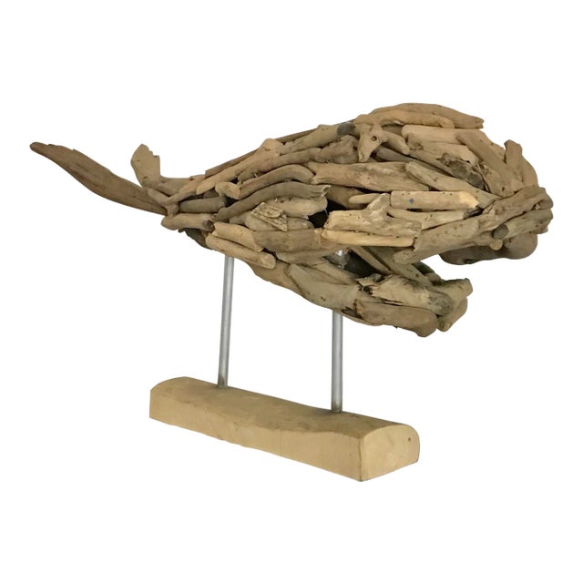 Large Natural Driftwood Organic Whale Sculpture on Stand For Sale