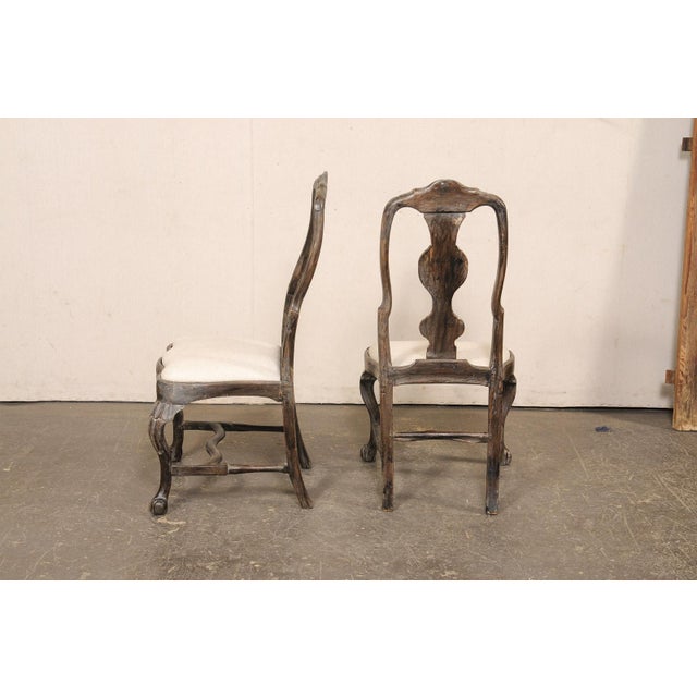 Wood 18th C. Pair Swedish Rococo Sidechairs For Sale - Image 7 of 13