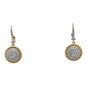 Two Tone Natural Diamond Earring in 18k (750) White & Rose Gold - Set of 2