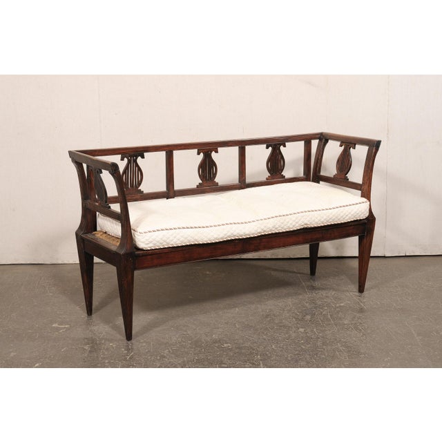 Italian 19th C. Lyre Splat Back Sofa Bench For Sale - Image 4 of 12