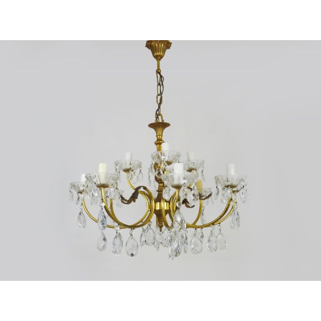 Vintage Bronze Suspension Chandelier with 12 Lights, 1960s For Sale - Image 4 of 11